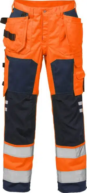 Fristads High vis craftsman trousers cl 2 2025 PLU-ORANGE/NAVY-C154