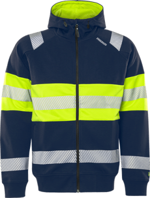 High vis Green hooded stretch sweatshirt jacket class 1 7532 GKC